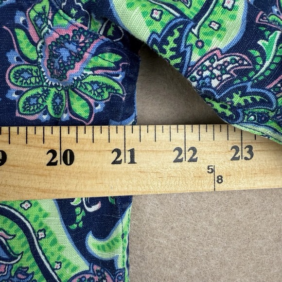 Cremieux Shirt Mens S Blue Green Paisley Linen Blend‎ Casual Button Front - Picture 8 of 11